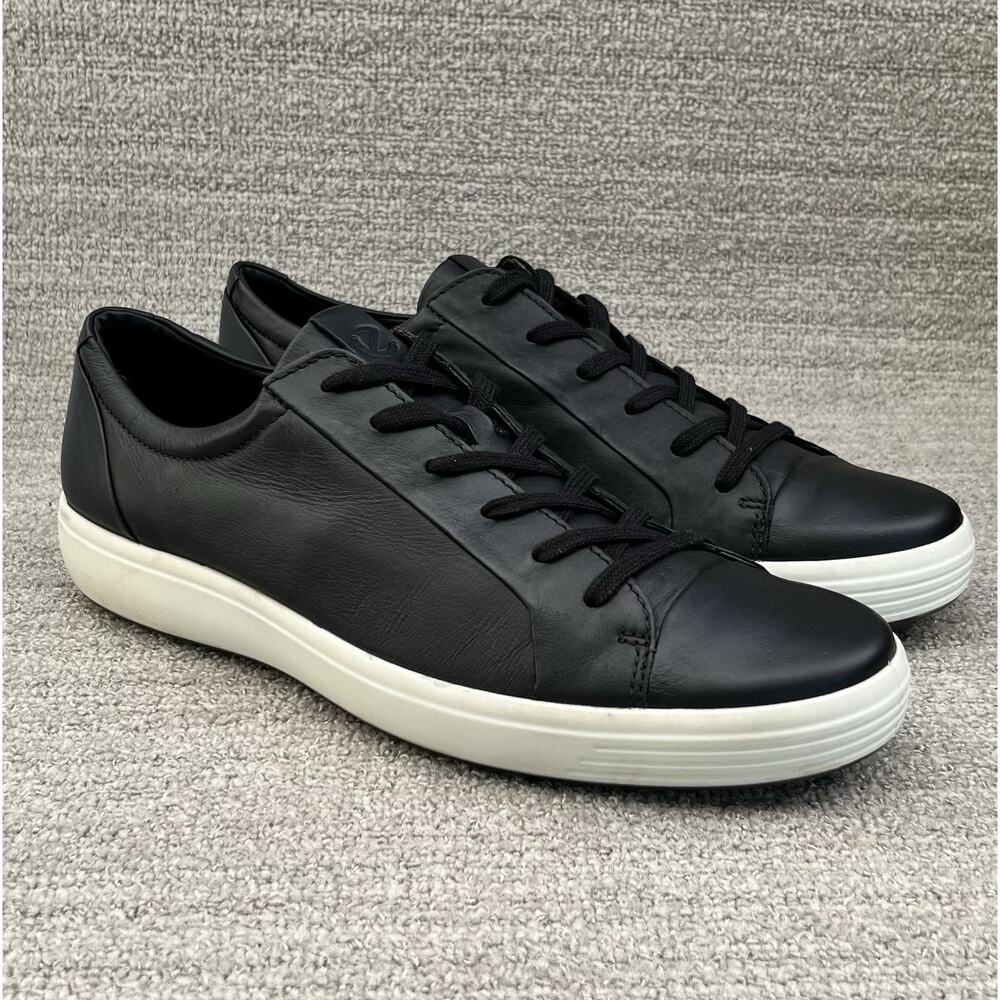 ECCO Soft 7 City Sport Classic Black Leather Sneakers Men's Size 12 US Size